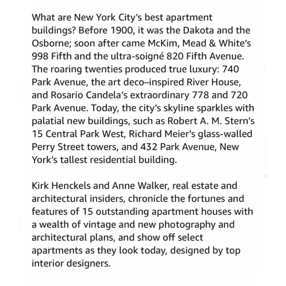 New York’s Most Exceptional Apartment Buildings Coffee Table Book